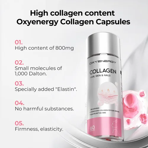 Miniatura 8 de OxyEnergy Suplemento NAD 1550 mg y péptidos de colágeno 800 mg