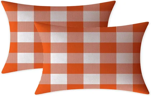 Miniatura 41 de Fundas de almohada decorativas rústicas de Aqua y blanco a cuadros estilo búfalo para sofá, funda de almohada para granja, decoración