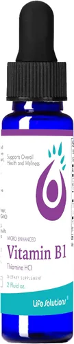 Life Solutions Gotero de vitamina B1 de 2 onzas, suplemento de tiamina B1, vitaminas B1 esenciales para aumentar la energía y apoyar el sistema