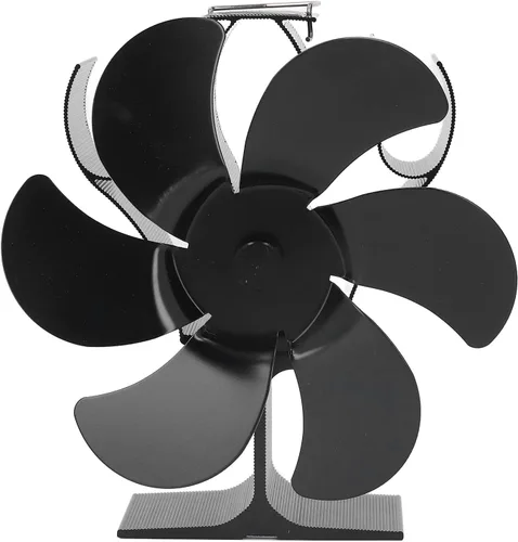 Miniatura 6 de Ventilador de estufa de 6 aspas, ventilador de estufa de leña con arranque automático, ventilador de chimenea, diámetro negro, circulación de aire