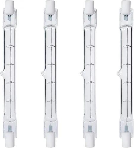 Miniatura 3 de Paquete de 4 Bombillas R7S 118mm T3 300W Halógenas Regulables 4500lm Tipo J 120V Base R7S Luz Blanca Cálida 2700K Bombillas Halógenas de Doble