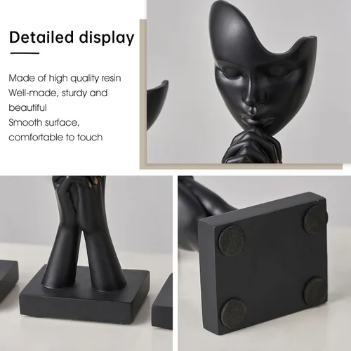 Miniatura 6 de 3 piezas de estatuas de oración de decoración negra, figuras modernas de oración de paz, detalles de decoración de estantes, escultura de arte