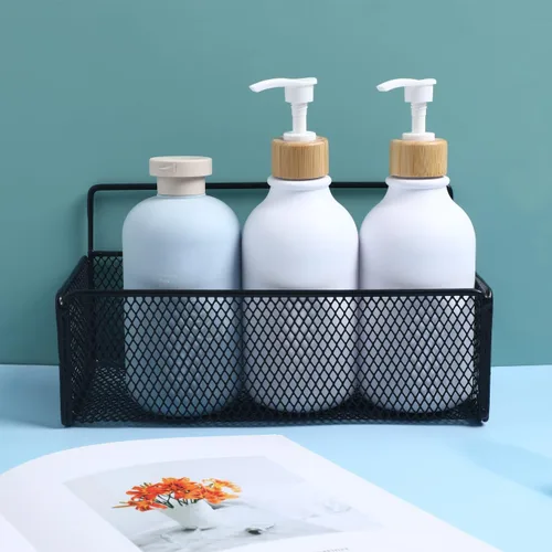 Miniatura 2 de OSALADI Estante de almacenamiento de malla montado en la pared de 10.23 x 5.90 x 5.11 pulgadas, estante de alambre negro para baño, cocina