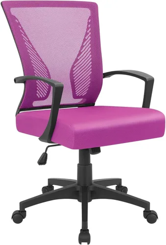 Miniatura 27 de Furmax Silla de oficina ergonómica de escritorio para computadora, silla de malla, respaldo medio, soporte lumbar giratorio con reposabrazos