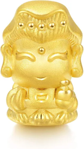 Miniatura 4 de Chow Sang Sang 88262C - Pulsera de oro sólido de 24 quilates con dije de bendición Guan Yin para mujer Metal