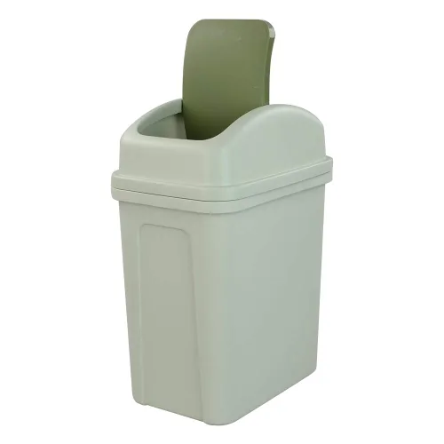 Miniatura 5 de Asking Cubo de basura pequeño de 1.8 galones con tapa abatible, cubo de basura de plástico, color verde