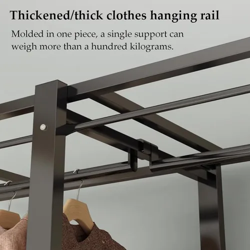 Miniatura 5 de large closets Portable Wardrobe Closet All Steel Frame Closet Standing Clothes Closet No Assembly with Cloth Cover Open Wardrobe Closet Space-saving
