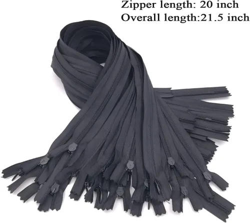 Miniatura 2 de 25 piezas de cremalleras invisibles de nailon para vestidos, faldas, almohadas, manualidades de costura (50 cm, negro)