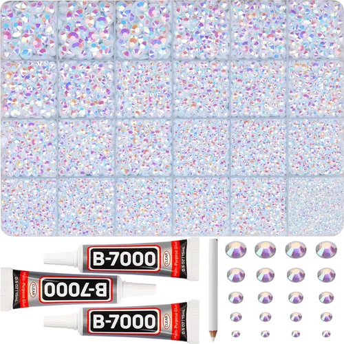 Miniatura 13 de 11000 piezas de diamantes de imitación con parte trasera plana de 2/3/4/5 mm en negro con pegamento para bordado, ropa, manualidades, zapatos, arte