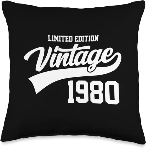 Vintage Birthday Retro Athletic Style Birth Year Edición limitada Vintage 1980 43 cumpleaños año retro deportivo, 16 x 16 pulgadas, multicolor