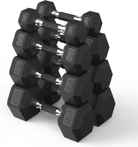 Miniatura 13 de PAPABABE Juego de mancuernas, mancuernas de gimnasio en casa con revestimiento de goma, mancuernas para mujeres y hombres, pesas de mano