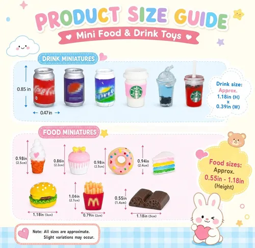 Miniatura 2 de 50 piezas de botellas en miniatura de comida y bebida, latas de refresco, accesorios de juego de cocina de simulación, juguetes de Hamburgo, pastel