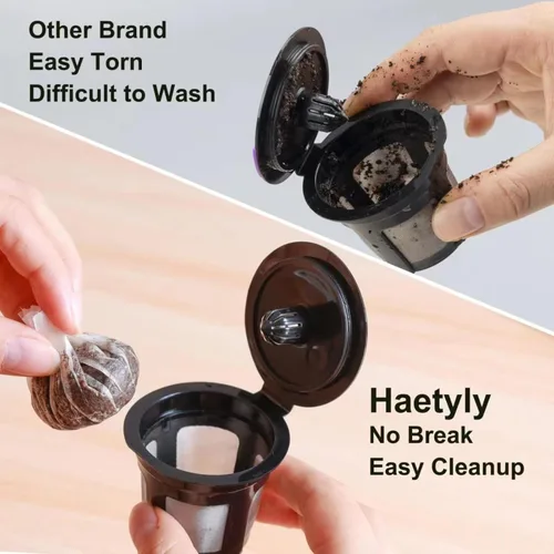 Miniatura 5 de Haetyly 300 filtros de papel con 2 cápsulas de café reutilizables K Cup, compatibles con cafetera Keurig de una sola porción 2.0 y 1.0 Blanco
