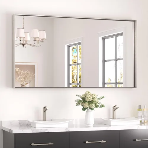 Miniatura 45 de Keonjinn - Espejo rectangular con marco negro para baño de 40 x 30 pulgadas, espejo de pared para sobre el lavabo, espejos de tocador de metal