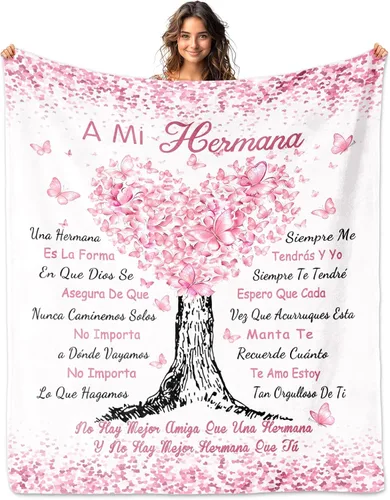 Regalo para Hermana, Regalos para Hermana en Español Manta 60x50 pulgadas, Regalos para Hermana Día de la Madre, Regalos de Día de la Madre para