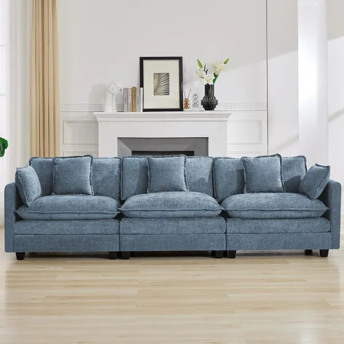 Miniatura 26 de Otomán de Sofá Moderno de Chenille Nube de 35'', Otomán Rectangular para Sofá Seccional Modular, Beige