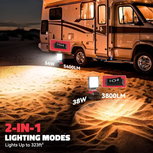 Miniatura 2 de Ecarke Luz de Trabajo LED Compatible con Milwaukee, Ecarke 54W 5400LM Luces de Trabajo LED Inalámbricas de Inundación, Compatible con Batería