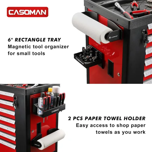Miniatura 5 de CASOMAN Caja de herramientas magnética, bandeja, soporte para toallas de papel, juego de 4 piezas, negro, variedad de uso, duradero, imanes