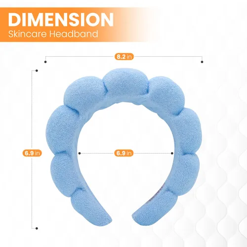 Miniatura 4 de Diadema de spa para lavar la cara, 3 piezas, maquillaje, facial y cuidado de la piel. Banda para la cabeza para el cuidado de la piel de burbujas.