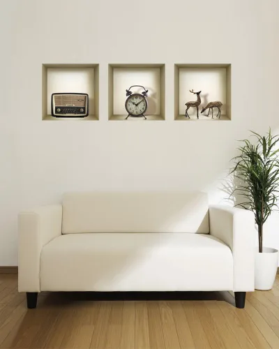 Miniatura 18 de Arte de pared 3D, juego de calcomanías de nicho, decoración de pared 3D, calcomanías de pared para sala de estar, calcomanías de pared
