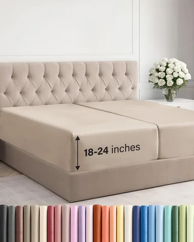 Miniatura 87 de Sábana bajera ajustable extra profunda tamaño completo – Sábana bajera individual de lujo para hotel únicamente – Se adapta fácilmente a colchones