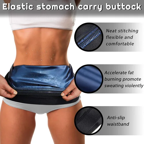 Miniatura 3 de Geyoga 2 piezas de reductor de cintura para mujer, para sudar, entrenamiento de cintura para culturismo, grasa del vientre inferior Interior azul.