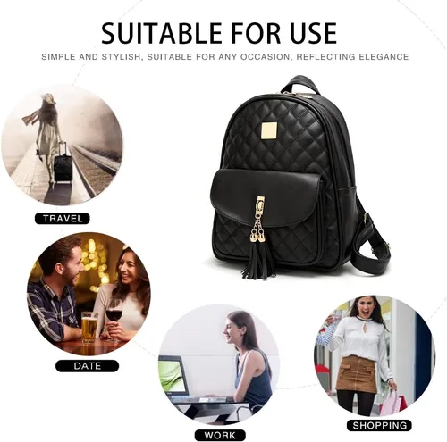 Miniatura 4 de I IHAYNER - Morral informal de cuero acolchado con diseño simple para mujer