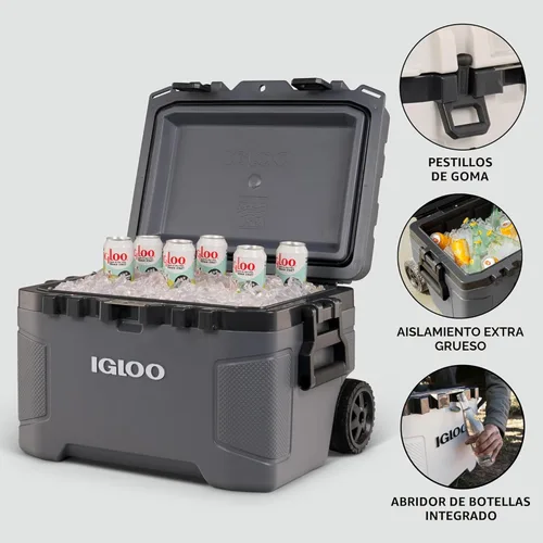 Miniatura 5 de Igloo Trailmate - Hielera con ruedas de 52 cuartos de galón, con carcasa dura aislada, color carbonita Carbonita 52Qt