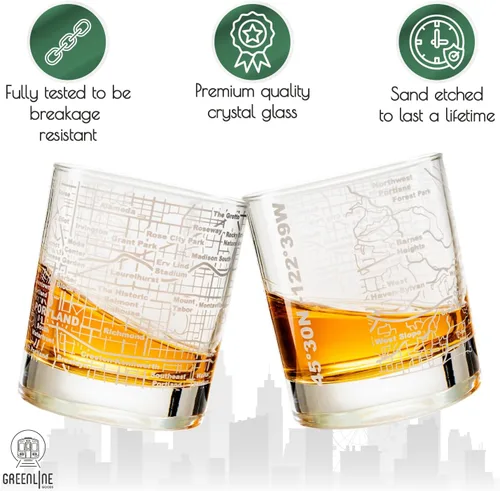 Miniatura 11 de Greenline Goods Vasos de whisky – Juego de vasos de 10 onzas para los amantes de San Luis, grabado con mapa de la ciudad de San Luis Old Fashioned