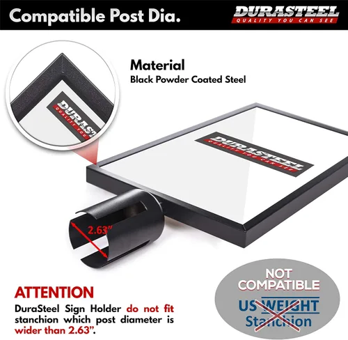 Miniatura 2 de DuraSteel Soporte de Letrero con Poste de Exhibición Vertical - Marco de Doble Cara para 8.5'' x 11'' - Control de Multitudes y Barrera de Cola