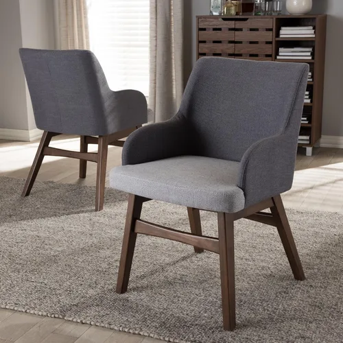 Miniatura 6 de Baxton Studio Monte Mid-Century - Sillón de tela gris bicolor