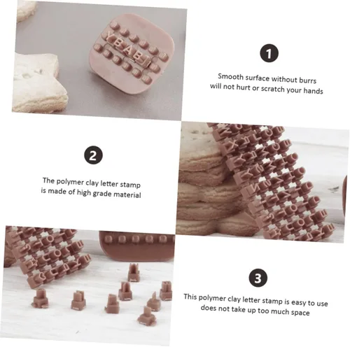 Miniatura 5 de EXCEART 2 juegos de plantillas de letras para decoración de mano, mini manualidades, mini galletas, sellos de letras, sellos de polímero, sellos