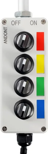 Miniatura 9 de Luz LED Andon de señal de torre de 4 pilas con zumbador, rojo/amarillo/verde/azul, encendido/apagado/flash, interruptor selector ABB, adaptador