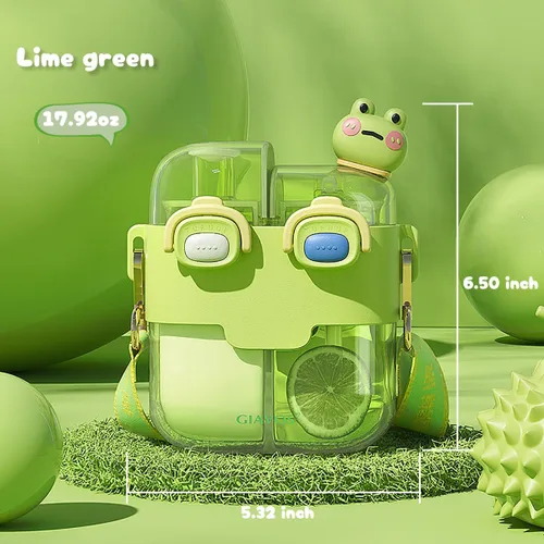 Miniatura 2 de Two Drink - Botella de agua para niños con pajilla, bonita estética, de gran capacidad, taza de dos capas para niñas, estudiantes, niños, escuela