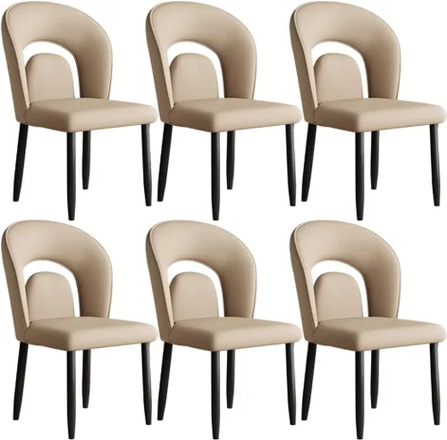 Miniatura 25 de YVYKFZD Leather Dining Chairs, Kitchen Chairs Set with Curved Back, Upholstered Dining Room Chair, Armless Comfy Side Chair, for Living Room