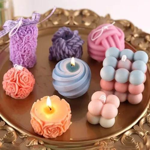 Miniatura 3 de Velas de burbujas antiadherentes, moldes de silicona en forma de cubo de aromaterapia 3D, cera de jabón, molde de silicona para hacer velas de cera