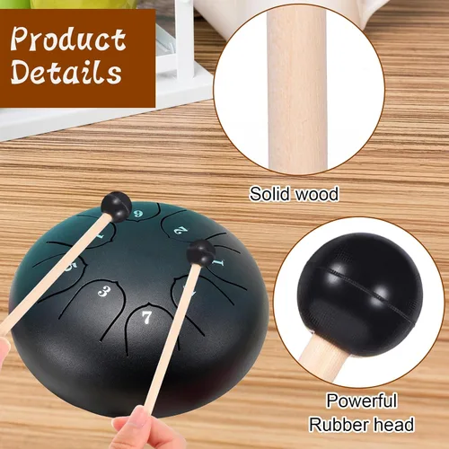 Miniatura 3 de TIESOME 4 mazos de tambor de lengua de acero, mazos de xilófono Glockenspiel, 6.1 pulgadas, palillos de percusión de goma de madera para Bell Stick