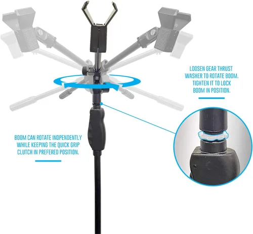 Miniatura 4 de AxcessAbles - Soporte de micrófono ponderado con base redonda pesada, ajuste de altura de agarre rápido, soporte de micrófono de 74 pulgadas que