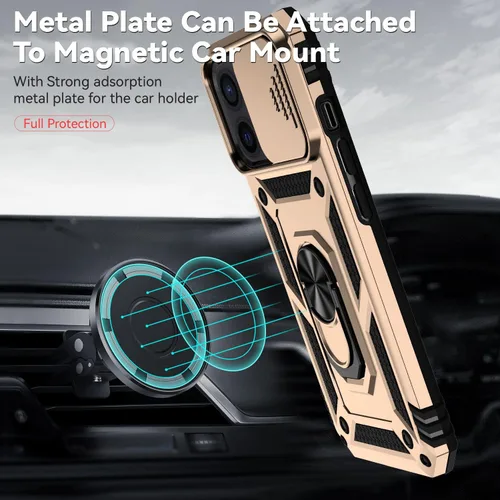 Miniatura 7 de Funda para iPhone 12/12 Pro, iPhone 12/12 Pro con funda para cámara y soporte, grado militar, a prueba de golpes, resistente, con funda magnética