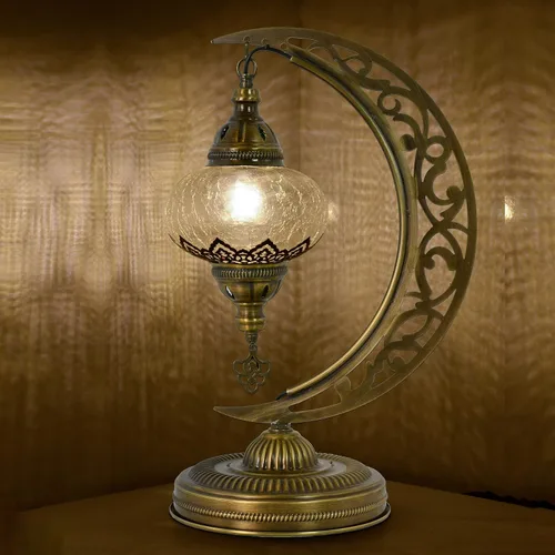 Miniatura 11 de Lámpara de mesa turca de mosaico en forma de media luna, lámpara de escritorio marroquí estilo luna boho hecha a mano, iluminación decorativa