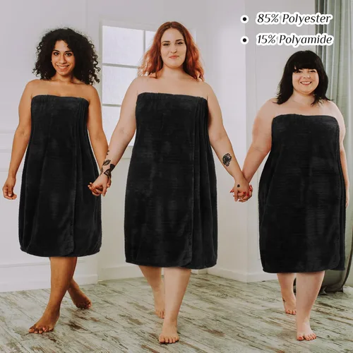 Miniatura 6 de Tigeen 2 toallas para mujer, bata de spa ligera a rayas con cierre ajustable, parte superior elástica, bata de baño suave para spa