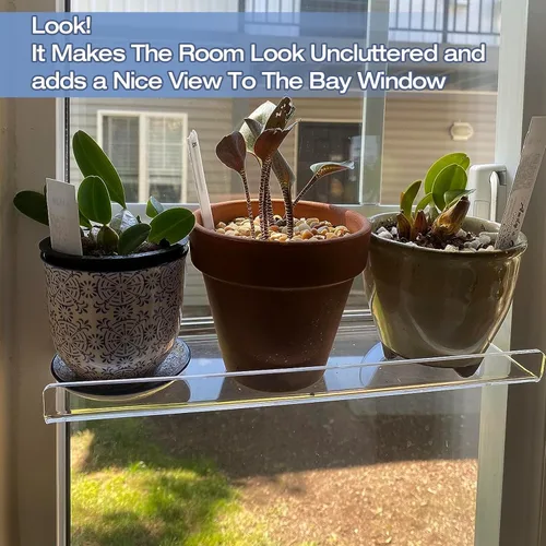 Miniatura 7 de Paquete de 2 cajas de ventana de acrílico de 12 pulgadas, estantes para plantas, con extensor de alféizar de ventana con ventosa, para suculentas
