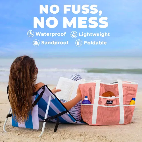 Miniatura 7 de Dejaroo Bolsa de playa de malla ligera, para juguetes y elementos esenciales de vacaciones