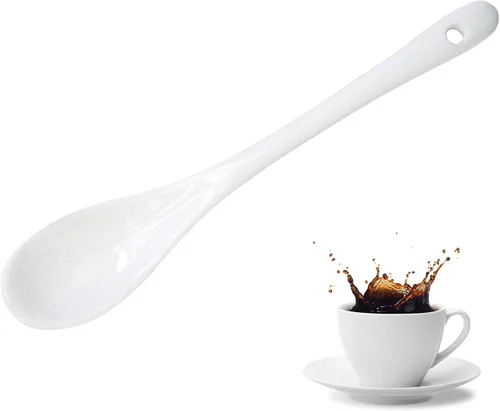 Miniatura 2 de Cucharas de cerámica para sopa de 5 pulgadas para café, té, yogur, helado, aperitivos y postres, juego de 8 (colores surtidos)