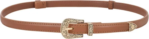 SUOSDEY Cinturones ajustados occidentales de moda para mujer, cinturón de cuero ajustable para vestidos con hebilla vintage
