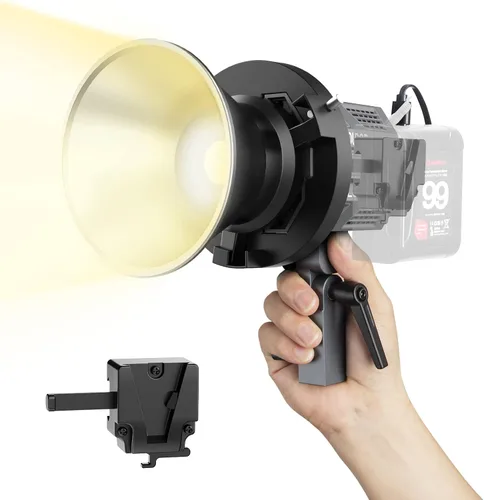 Colbor CL60+VM2 65W COB Luz continua 2700K-6500K Luz de video LED con adaptador de montaje en V y cable D-Tap a Tipo-C, luz diurna con aplicación