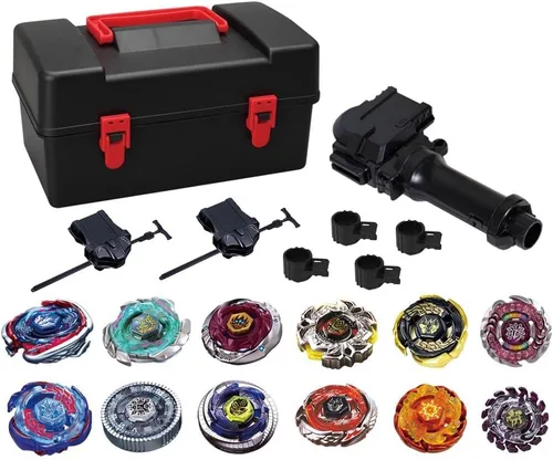 Miniatura 2 de Battling Top Game Metal Fusion 4D Series Battle Set 12 Spinning Tops 4 Launchers Gyro Game con caja de almacenamiento, regalo para niños mayores