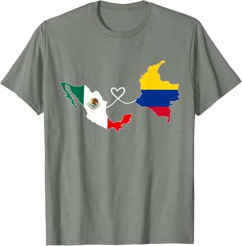 Miniatura 30 de Camiseta Half Colombian Half Mexican Flag Map DNA Mexico Colombia
