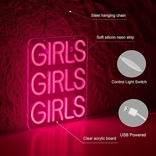 Miniatura 4 de Letreros de neón para niñas, bar de cerveza, hogar, arte, luz de neón LED, luces de neón con regulador para dormitorio, oficina, hotel, pub, café