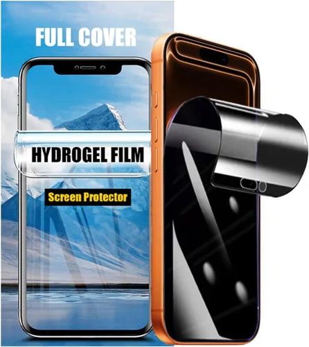 Miniatura 13 de LOOKSEVEN Paquete de 2 protectores de pantalla de hidrogel de privacidad para iPhone 15 Pro, película protectora de TPU de alta sensibilidad